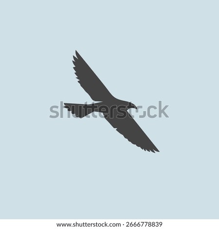 Silhouette of an eagle soaring high in the sky. Flying eagle silhouette on a clear background.