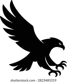 Silhouette eagle swooping with talons vector illustrator