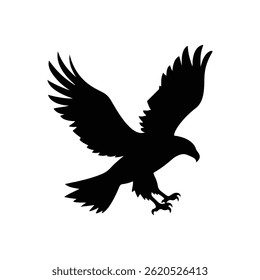Silhouette of eagle vector on white background.