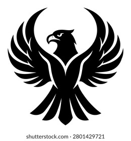 Silhouette of eagle with wings spread