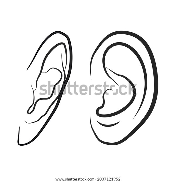 Silhouette Ear Simple Line Style Ear Stock Vector (Royalty Free ...