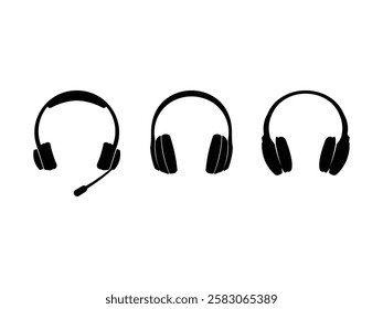 silhouette earphone symbol design vector illustration isolated on transparent background