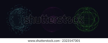 Silhouette Earth Globe with Dots. 3D Abstract Network Chaos for Poster, Website, Placard, Cover, Advertising. Modern Futuristic Earth.Vector illustration. 
