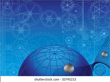 Silhouette of earth on a background a mechanism