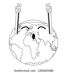 Silhouette of earth planet celebrating. Vector illustration design