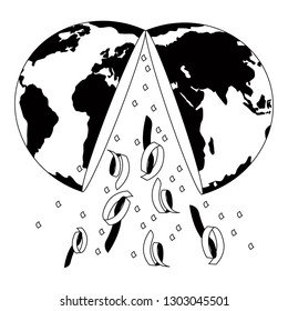Silhouette of earth planet pinata. Vector illustration design