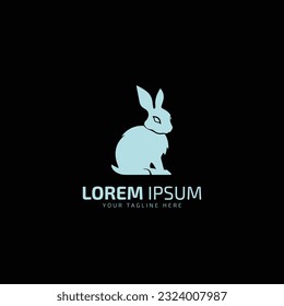 Silhouette of easter bunnies logo, rabbit logo vector icon isolated silhouette on black background.