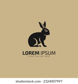 Silhouette of easter bunnies logo, rabbit logo vector icon isolated.