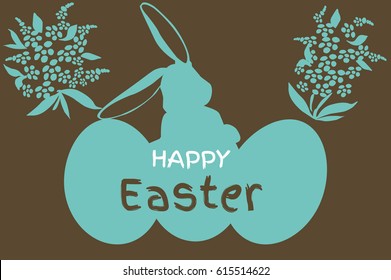 Silhouette Easter Bunny, Easter eggs.