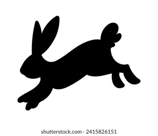 Silhouette of an Easter bunny isolated on a white background. Vector illustration of a rabbit for design use. Easter symbol. Holiday decor.