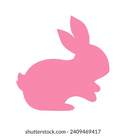 Silhouette of the Easter Bunny in various poses. Easter egg festival greeting card decorative elements
