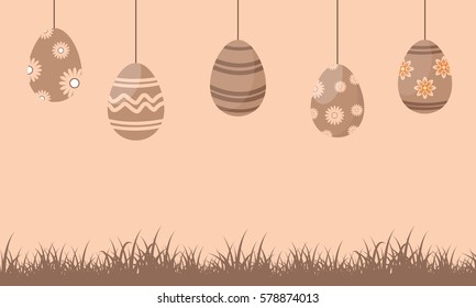 Silhouette of easter egg on brown background