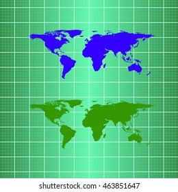 Silhouette eco globe map material design, Elements of this image furnished by NASA