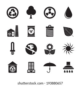 Silhouette Ecology and nature icons -vector icon set