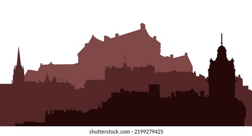 Silhouette of edinburgh isolated on white background