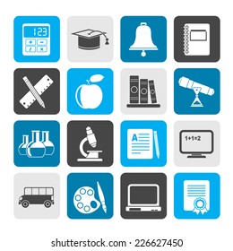 Silhouette Education and school objects icons - vector icon set