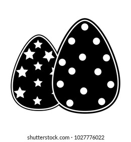 silhouette eggs easter with points and stars decoration