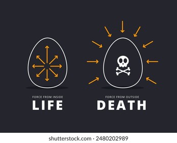 Silhouette of the Eggs and the force. Isolated Vector Illustration