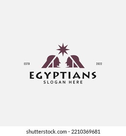 silhouette Egyptians symbol ancient mythology women Egypt logo design vector illustration isolated on white background with clean, bold and geometric styles. 