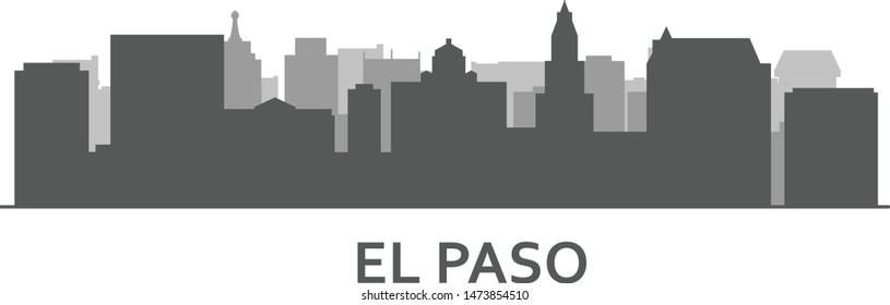 Silhouette of El paso skyline  - El paso panorama, city downtown outline