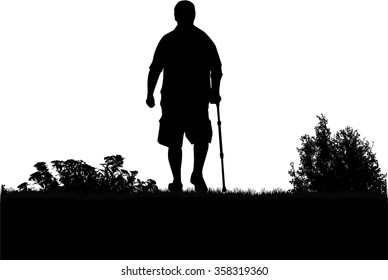 The silhouette of an elderly man.