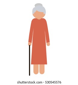 silhouette elderly woman with a cane without face