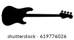 Silhouette of electric bass guitar isolated on white background.