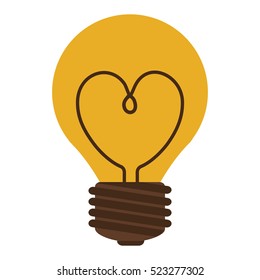 silhouette electric bulb with resistenc ein heart shape