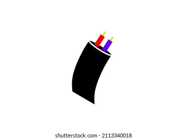 silhouette electric cable icon vector.wire electric illustration