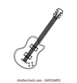 silhouette electric guitar musical flat icon