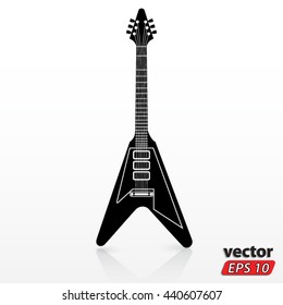 silhouette electric guitar with reflection / vector illustration eps10