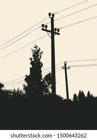 silhouette of electric pole. vector illustration