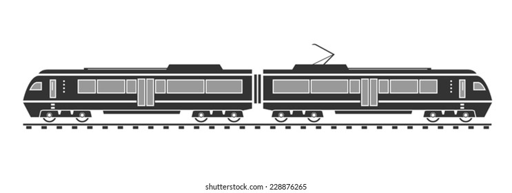 Silhouette of electric train. Vector illustration. EPS 10. Opacity.