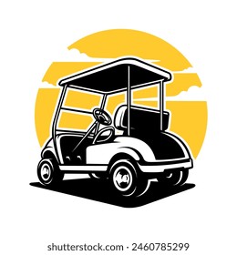silhouette of electric vehicle golf cart illustration color vector