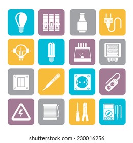 Silhouette Electrical devices and equipment icons - vector icon set