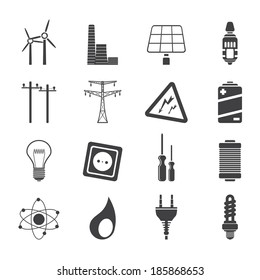 Silhouette Electricity,  power and energy icons - vector icon set