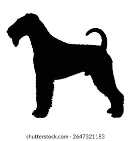 Silhueta de um cão elegante de pé orgulhosamente contra um fundo plano. O cão tem uma silhueta distinta, destacando sua postura graciosa e características