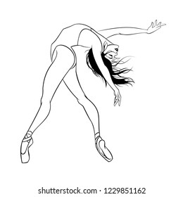 Silhouette of elegant gymnast vector. Dancer icon. ballerina sign. sport symbol.ballet logo