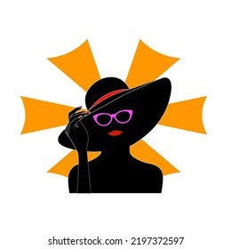 Silhouette of an elegant lady in a hat