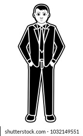 silhouette elegant man with shirt and tie style