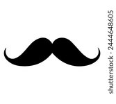 Silhouette of an elegant mustache. Black icon of a classic gentleman's mustache. Whisker.