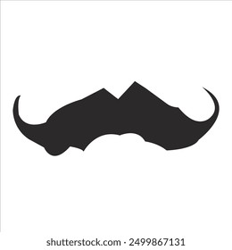 Silhouette of an elegant mustache. Black icon of a classic gentleman's mustache. vector art illustration