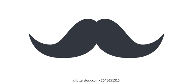 Silhueta de bigode elegante isolado no fundo branco. Ícone preto bigode de cavalheiro clássico. Whisker. Ilustração vetorial