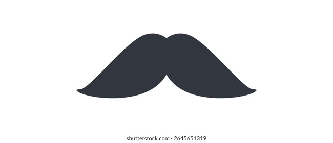 Silhueta de bigode elegante isolado no fundo branco. Ícone preto bigode de cavalheiro clássico. Whisker. Ilustração vetorial