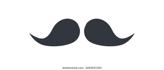 Silhueta de bigode elegante isolado no fundo branco. Ícone preto bigode de cavalheiro clássico. Whisker. Ilustração vetorial