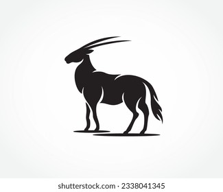 silhouette elegant stand oryx logo design template illustration inspiration