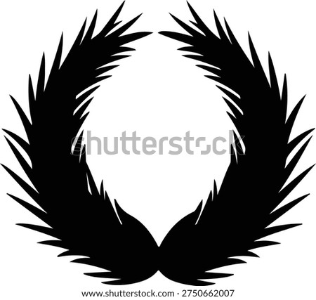 silhouette elegant symmetrical feather laurel wreath decorative emblem award insignia vector design
