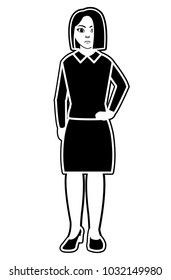 silhouette elegant woman with blouse and skirt design