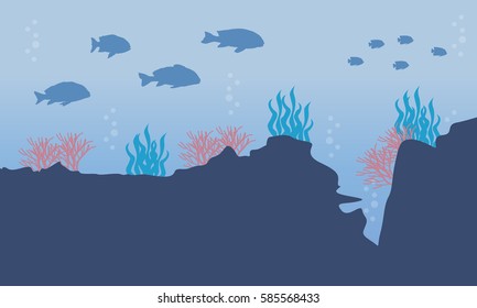 Silhouette of element on underwater landscape