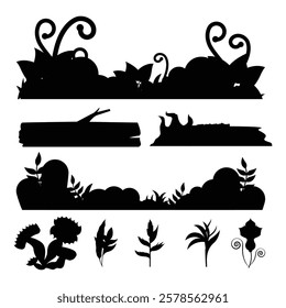 Silhouette Elements for a Jungle Forest Constructor Scene